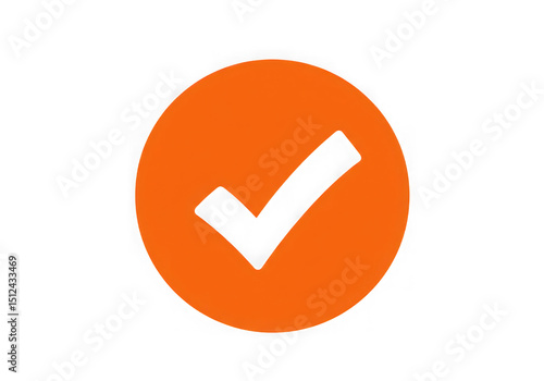 Orange circle with black check mark isolated on transparent background