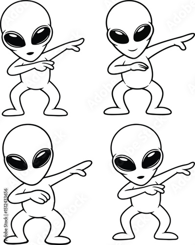 Alien line art vector illustration