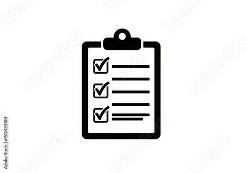 Checklist with ticks on clipboard icon isolated on transparent background