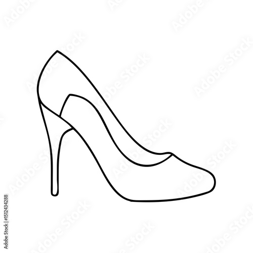 High-heeled shoe line drawing design in minimalist style, contour icon  