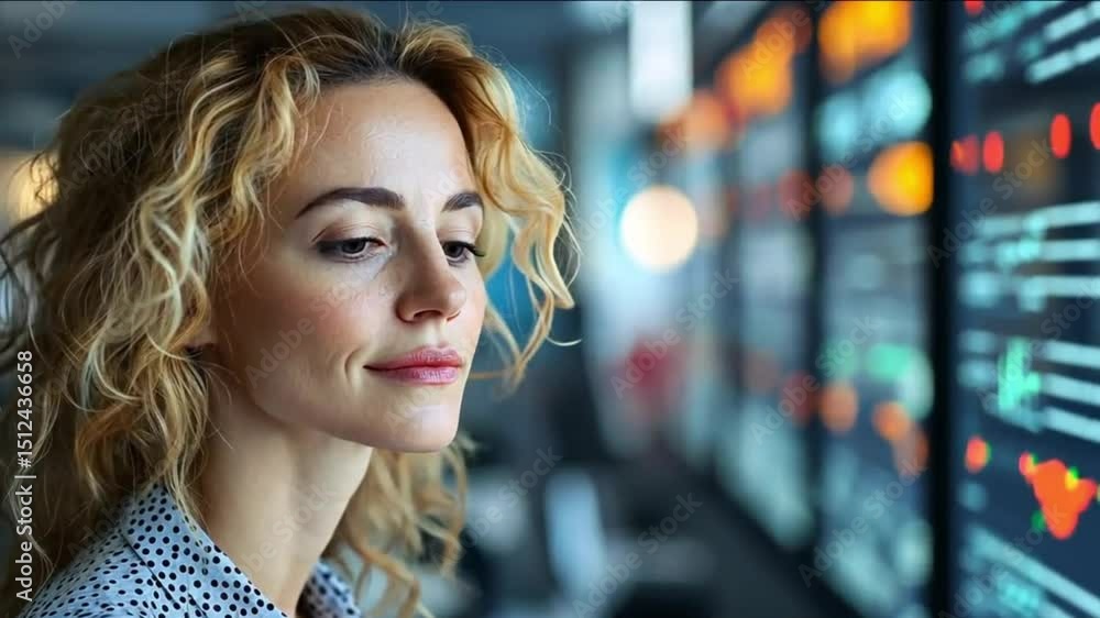 Contemplative traders gaze Charts  golden curls in an intense financial setting