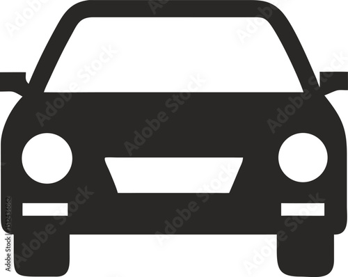Simple Car Icon Front View in Black and White Illustration