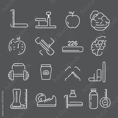 Chalkstyle icons depict exercise and nutrition elements