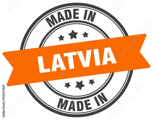 Made in Latvia round sign. Made in Latvia stamp.