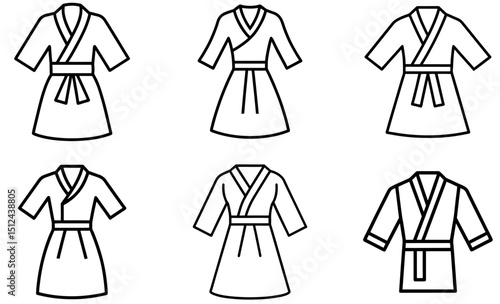 Six Stylish Outline Designs of Kimonos or Bathrobes