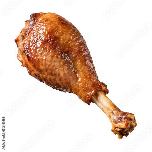 Roasted turkey leg isolated on black background