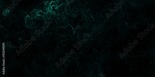 Abstract texture with deep emerald green wisps  smoke or energy black background. Glowing tendrils with complex, tangled network of organic, vein-like patterns, resembling electric currents or cosmic 