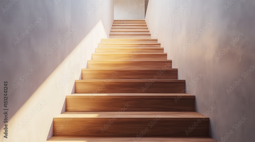 Modern wooden stairs in the hallway in big house illustration , no logos, no brands Modern wooden stairs in the hallway in big house illustration , no logos, no brands
