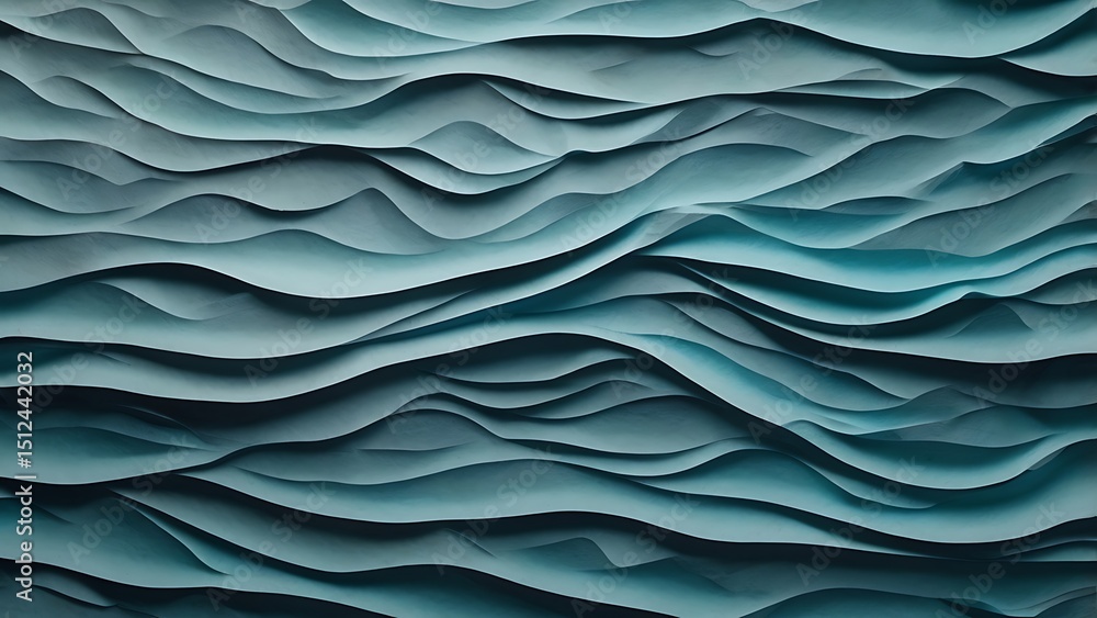 Fototapeta premium Abstract teal wave pattern background texture