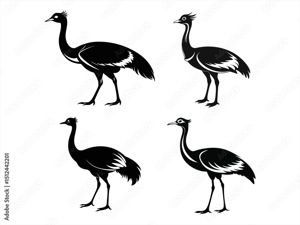 Obraz premium bustard sihouette black vector bundle