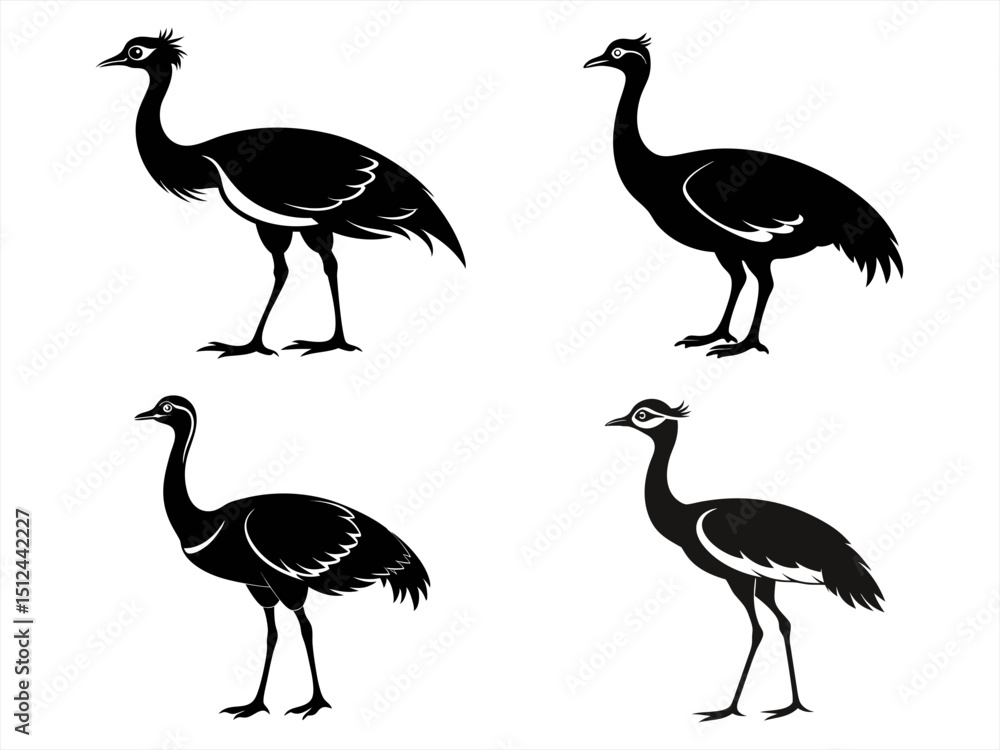 Fototapeta premium bustard sihouette black vector bundle