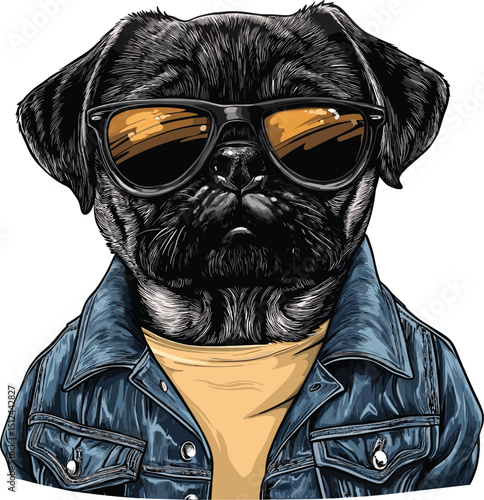 black  dog with sunglass