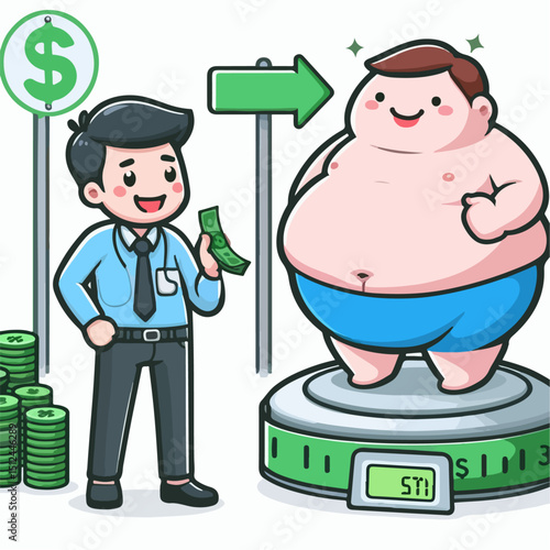 vector illustration of obese person