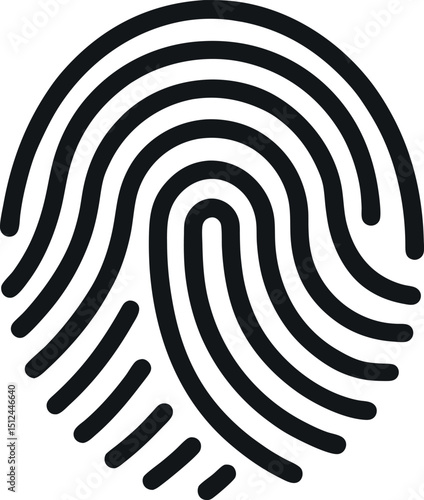 Fingerprint icon Black & white. Simple vector illustration isolated on transparent background. for your apps, websites and security purpose