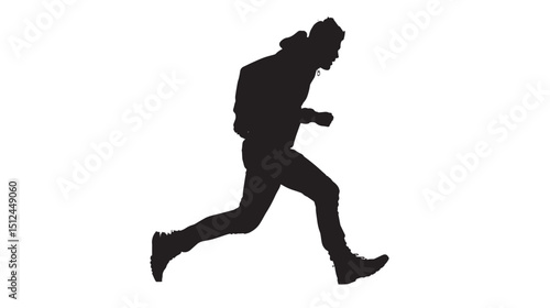 man, thief, criminal, running, silhouette,