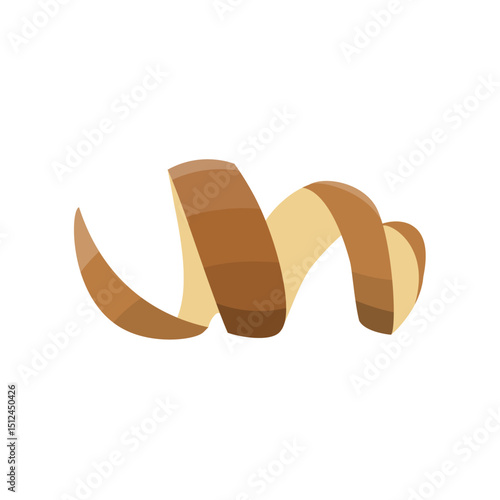 Peeled potato skin in a spiral shape. Vector illustration isolated on white background