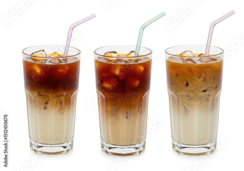 Wallpaper Mural Three glasses of iced coffee with milk and ice cubes Torontodigital.ca