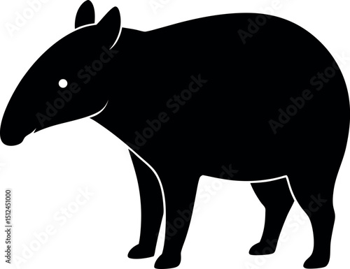 vector silhouette malayan tapir white background