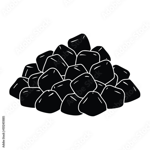 Pile of Black Sugar Cubes Sweetener Granules