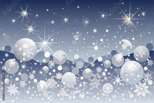 Abstract White and Silver Bokeh Background with Stars and  Illustration Featuring a Blend of Colors and Fonts for