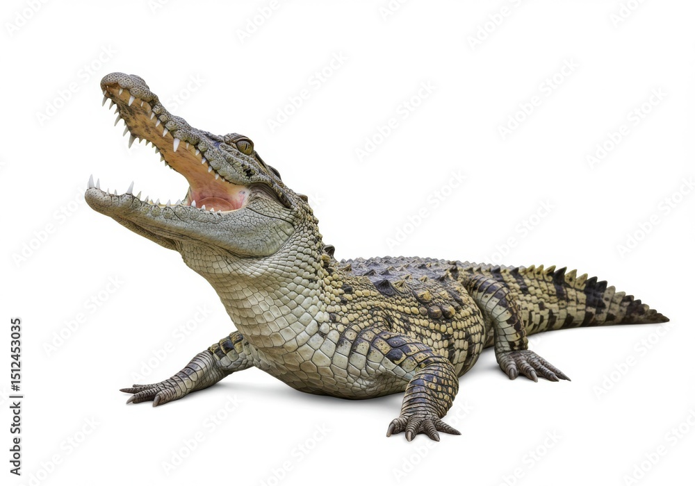 Naklejka premium Young nile crocodile open mouth isolated on white background