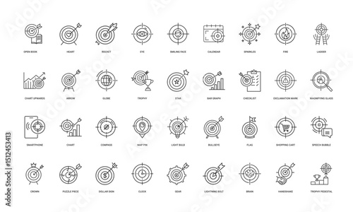 target-themed icons diverse concepts goals success abstract ideas
