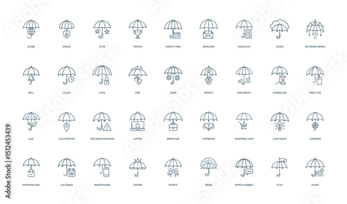 collection umbrella icons symbols concepts themes