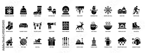 winter icons activities gear accessories treats nature outdoor elements