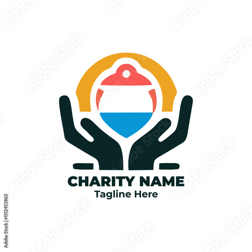 Charity logo, humanitarian symbol, nonprofit branding, donation design, fundraising emblem, kindness icon, volunteer badge, outreach graphic, social support illustration for foundation campaigns