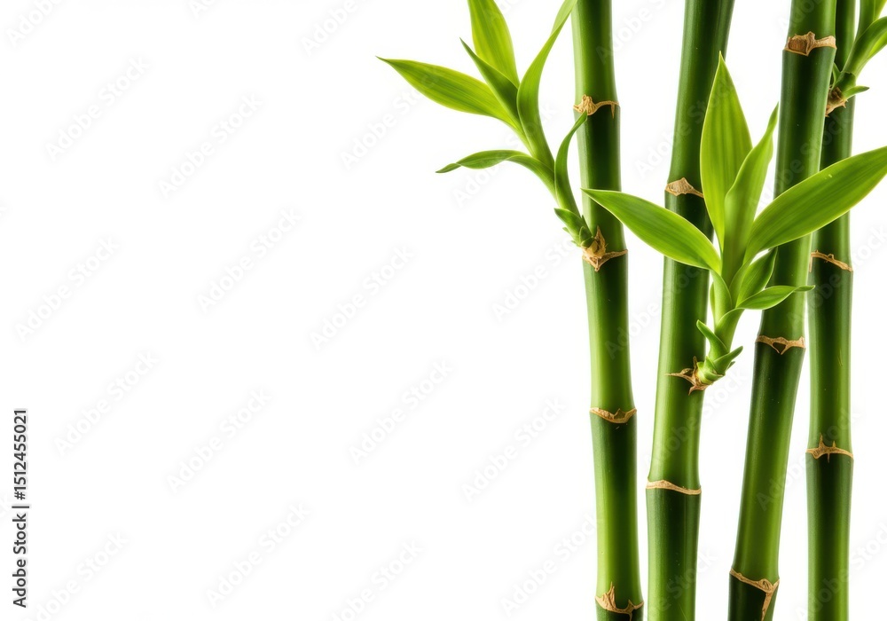 Obraz premium Fresh green bamboo shoots on white background