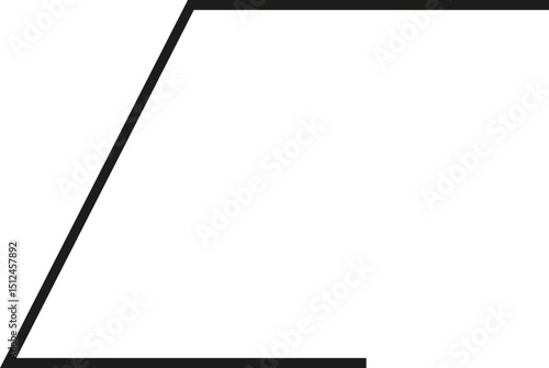 A thick outlined horizontal rectangle with a sloping side and no side opening.