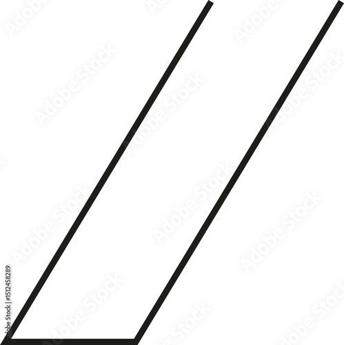 A thick outlined vertical rectangle with very steep sloping sides and no side opening.