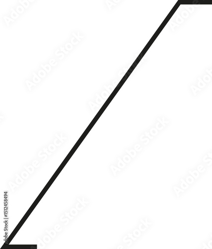A thick outlined very long vertical rectangle with a very steep sloping side and no side opening.