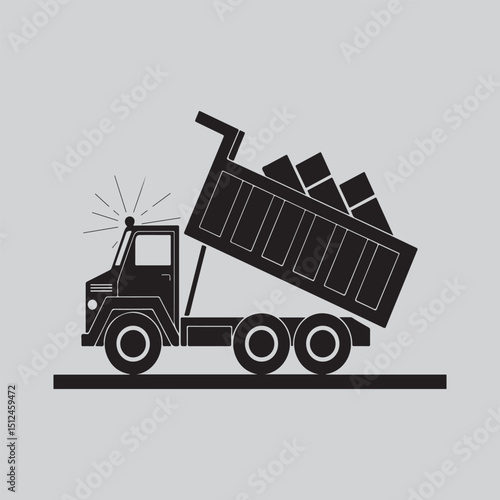 Dump truck icon black silhouette transportation