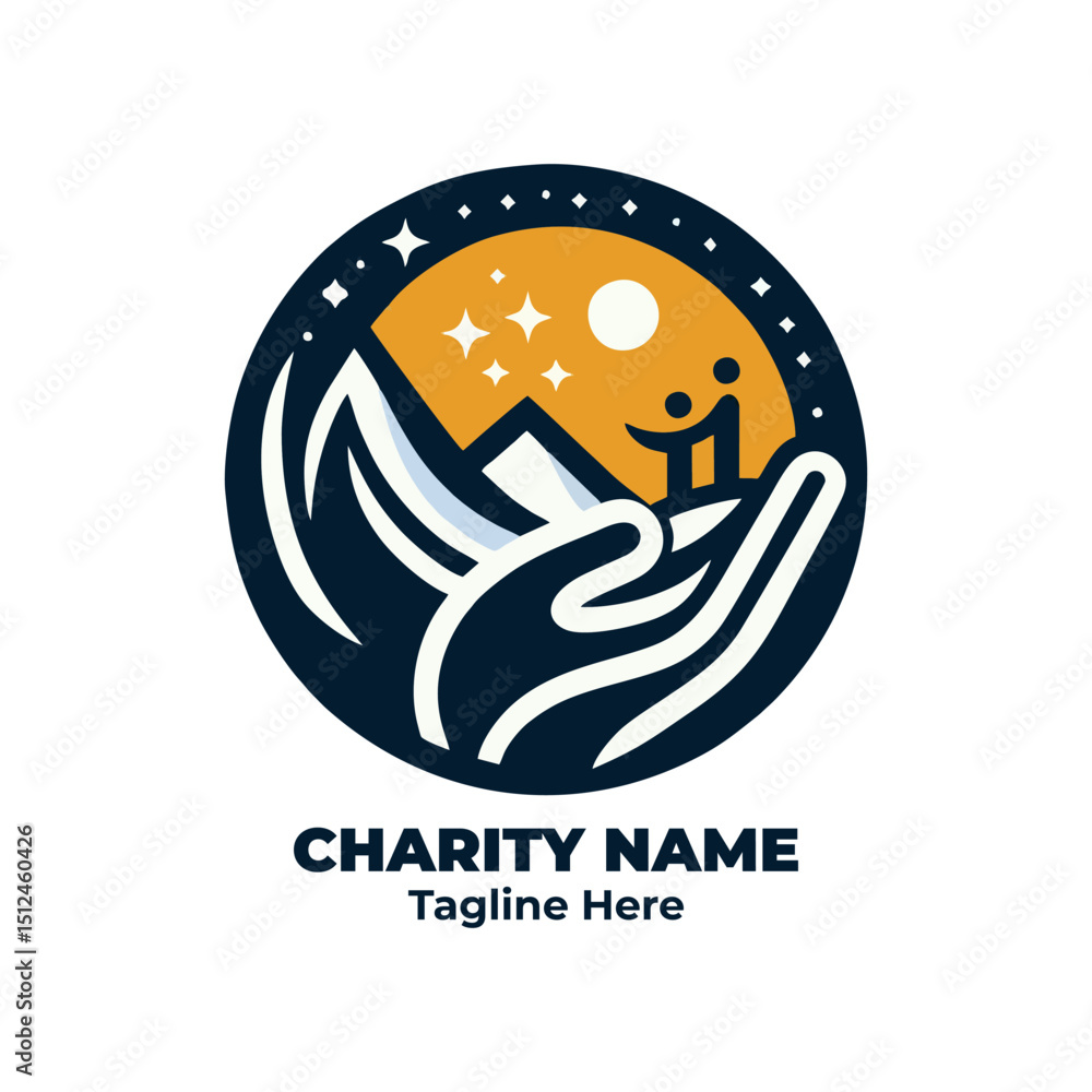 Obraz premium Charity logo, donation design, nonprofit symbol, humanitarian icon, volunteer branding, fundraising graphic, community support badge, kindness emblem, social cause identity for organization branding