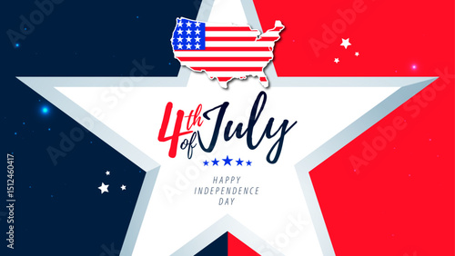 Happy 4th of July USA Independence day, use for sale banner, discount banner, advertisement banner, 4th of July Flyer Layout with American Flag + Map