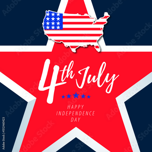Happy 4th of July USA Independence day, use for sale banner, discount banner, advertisement banner, 4th of July Flyer Layout with American Flag + Map