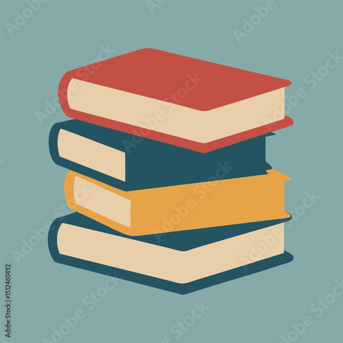 stack of colorful books vector 