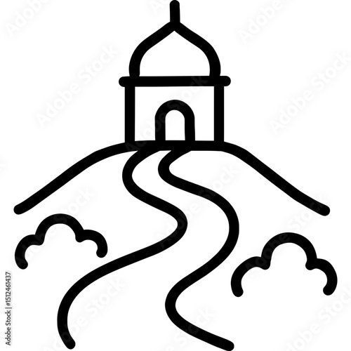 Minimal vector icon of religious pilgrimage trail