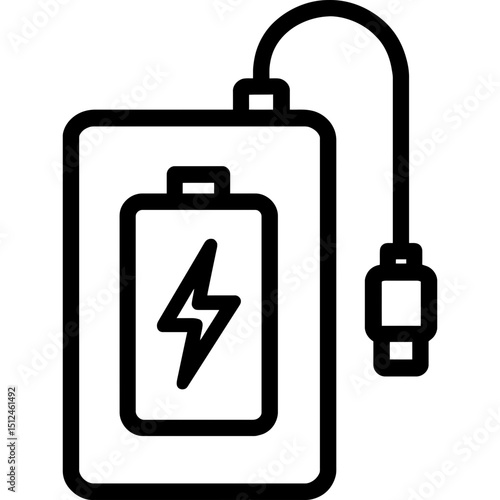 Minimalist power bank icon with cable