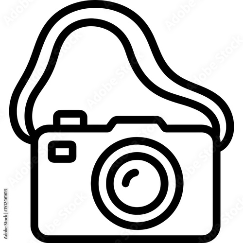Minimal camera icon with strap outline