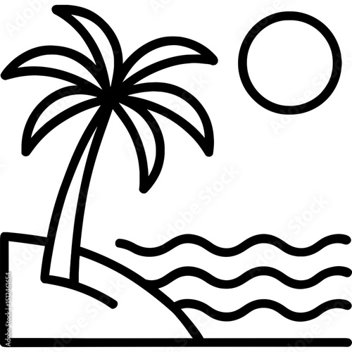 Minimalist palm tree beach icon