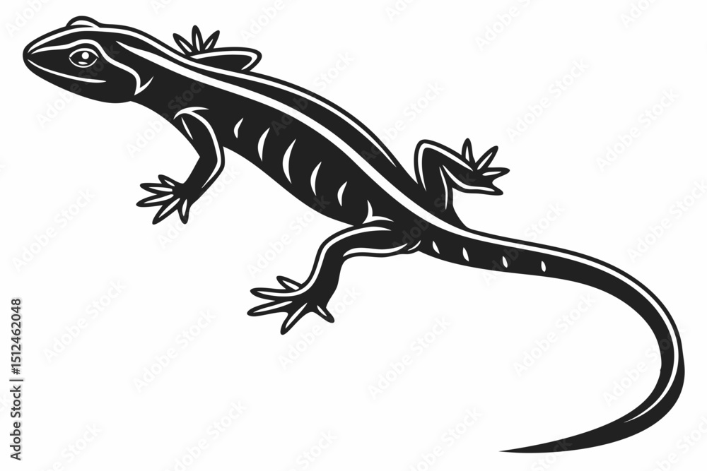 Naklejka premium green salamander sihouette black vector