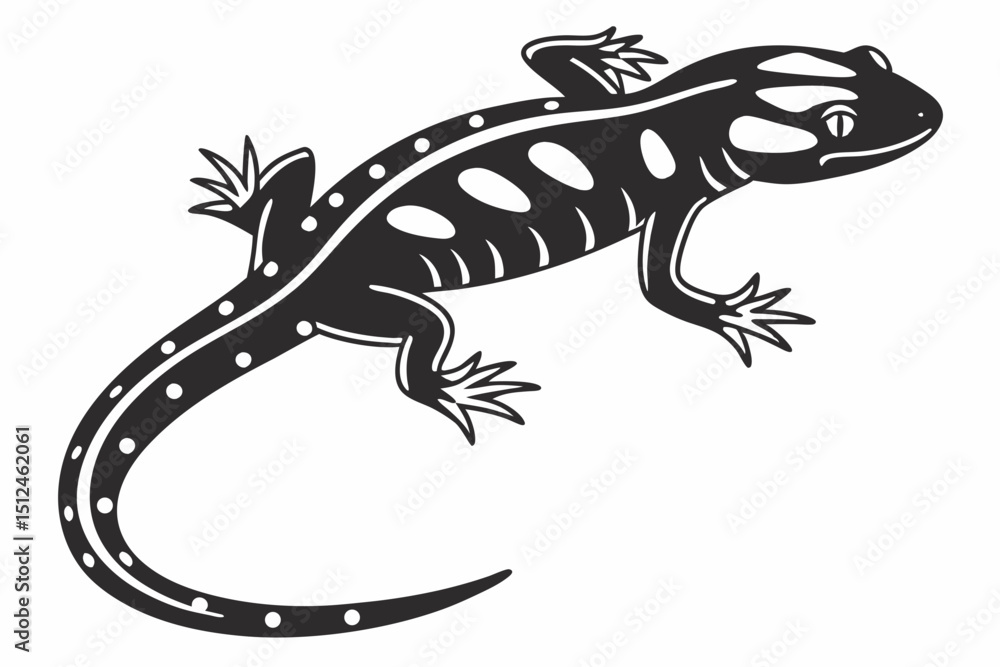 Fototapeta premium green salamander sihouette black vector