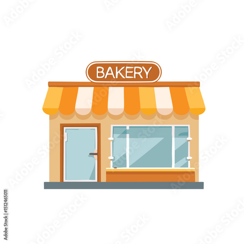 Cute cartoon bakery shop building exterior illustration