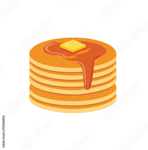 Delicious stack of pancakes with syrup and butter