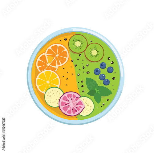 Delicious tropical fruit smoothie bowl healthy breakfast