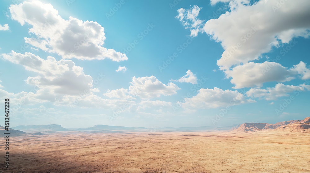 Fototapeta premium Atmospheric desert flatlands with cloud drift above high resolution picture