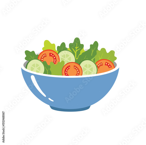Fresh green salad with tomatoes and cucumbers in bowl