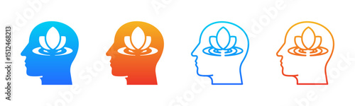 Mindfulness icon sheet multiple style collection
